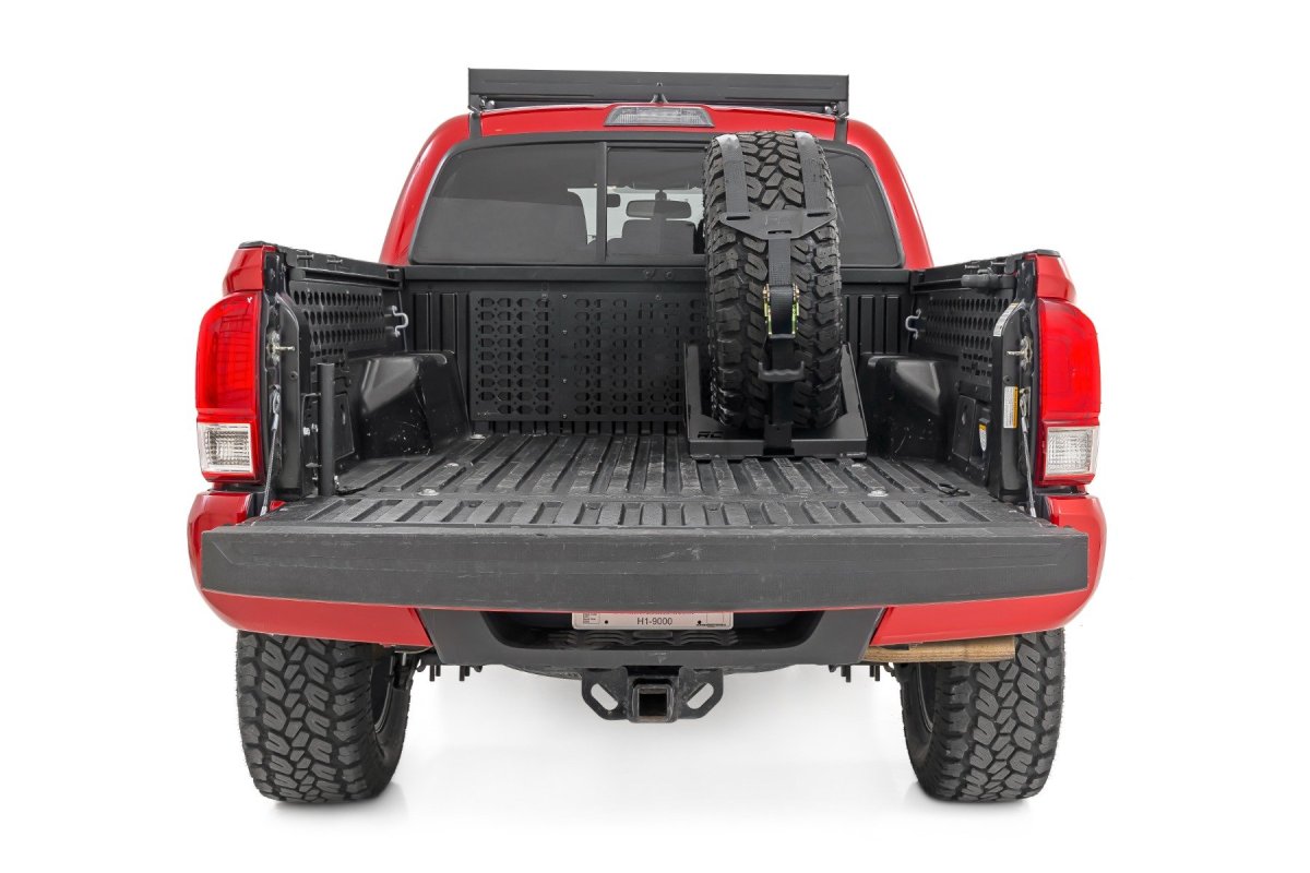 Ford F-250 Super Duty Bed Mount Spare Tire Carrier - Rough Country - Powder-Coated Black - '99-'23